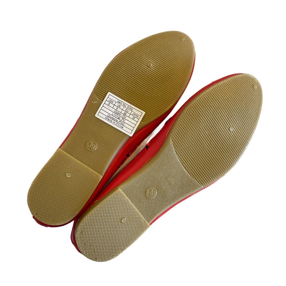 Stunning Bright Red Floral Flats - Perfect for Summer! - Picture 4 of 6